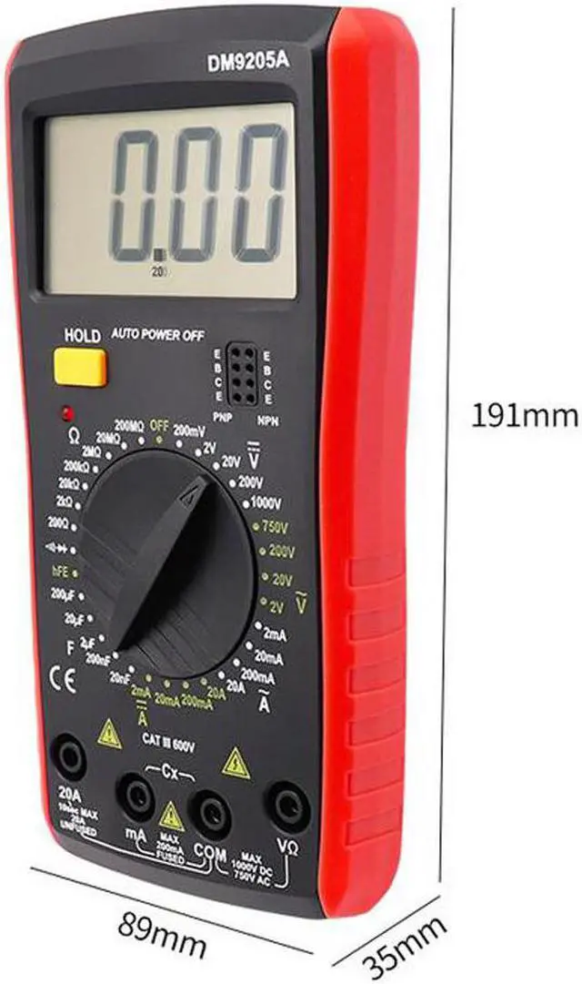 Alt view image 4 of 7 - DM9205A Multimeter AC DC Digital Multimeter Professional Tester Meter Capacitance Voltmeter Digital LCD Display 1999 Counts Meter