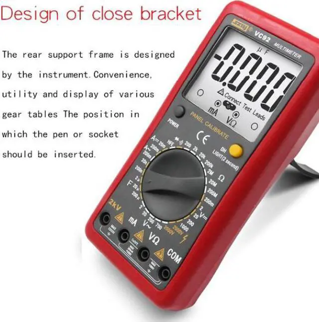 Alt view image 3 of 7 - VC92 Digital Large Screen Multimeter To Measure Interphase Voltage 2000V AC And DC Voltage To Measure 2KV High Voltage