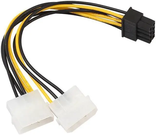 Main image of 18cm 8 Pin PCIE to Dual 4pin Molex Connector Graphics Card Power Cable Cord