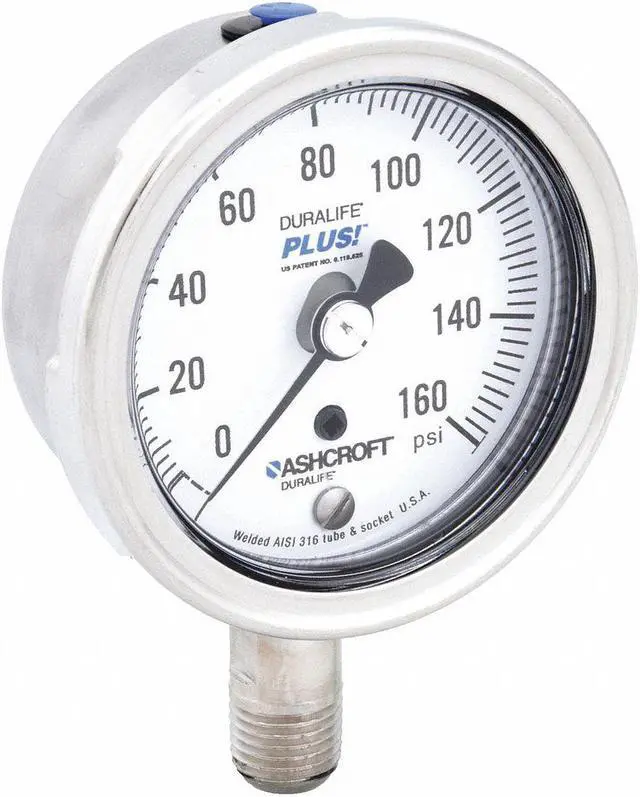 Main image of ASHCROFT 251009SW02LXLL160 Industrial Pressure Gauge, 0 to 160 psi, 2 1/2 in
