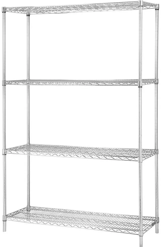 Alt view image 3 of 5 - Lorell Industrial Chrome Wire Shelving Starter Kit - 36" Width x 24" Depth - Steel - Chrome  LLR84184