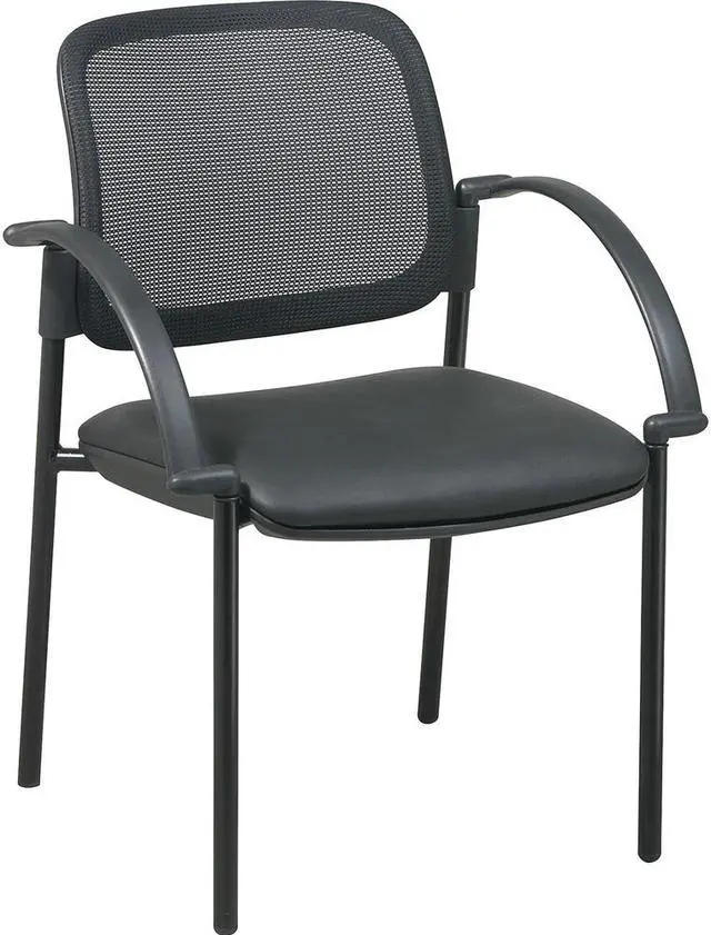 Alt view image 7 of 9 - Lorell Guest Chair 24"x23-1/2"x32-3/4" Black Faux Leather Seat 60462