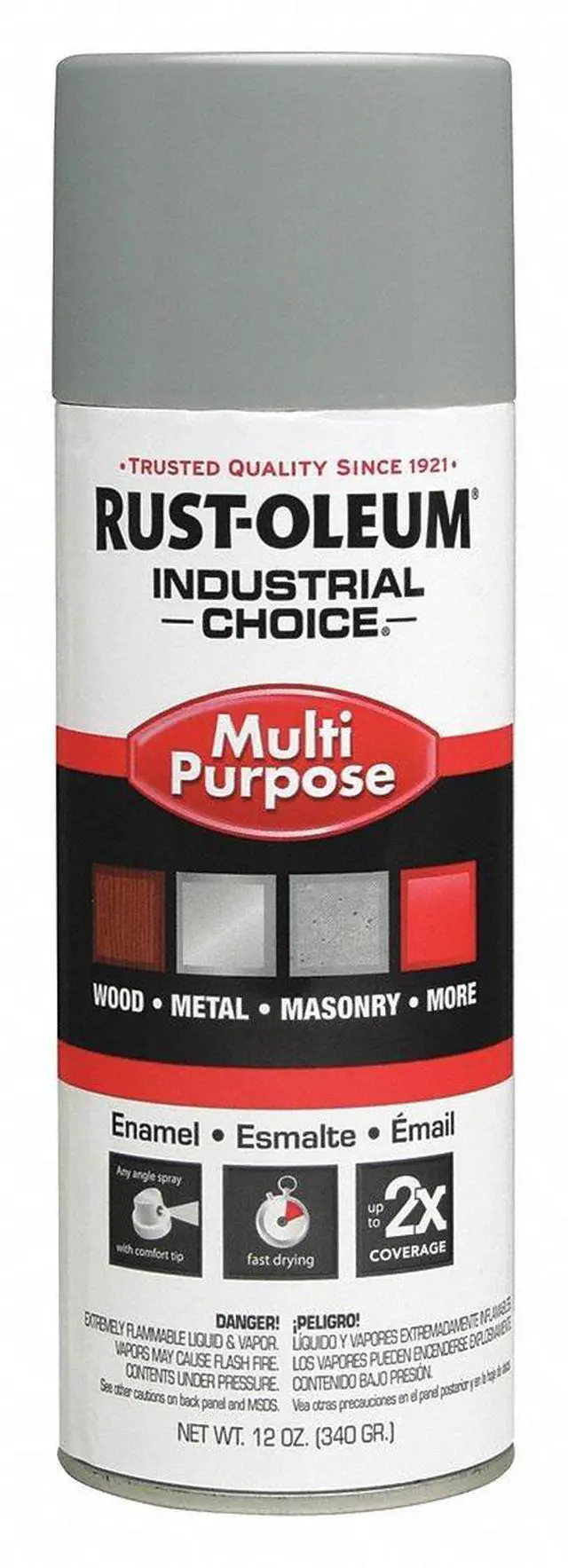 Alt view image 2 of 3 - Rust-Oleum - 214645 - Industrial Choice 1600 Enamel Aerosol 61 Lt Gray