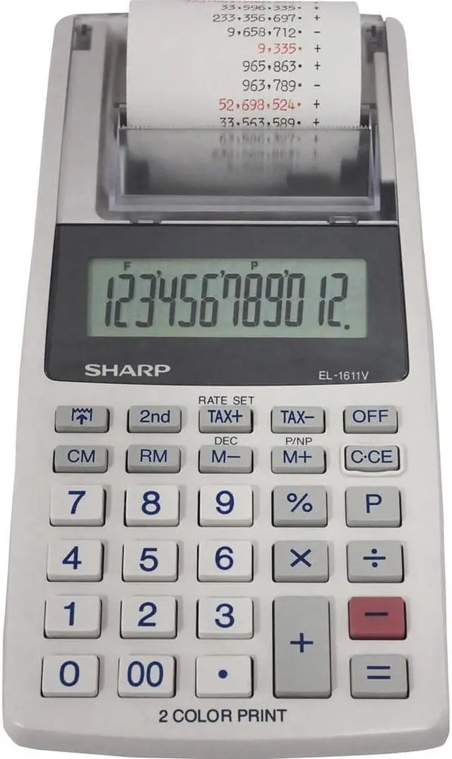 Alt view image 2 of 12 - Sharp EL-1611V Printing Calculator Black/Red Print 2 Line/Second EL1611V