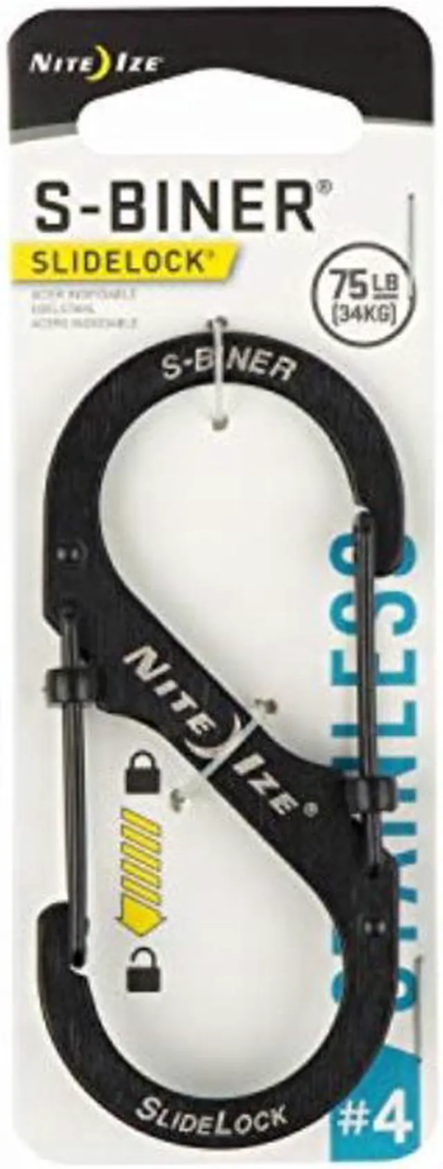 Alt view image 5 of 12 - NITE IZE LSB4-01-R3 Locking Carabiner,3-3/5 In.,Steel,Black