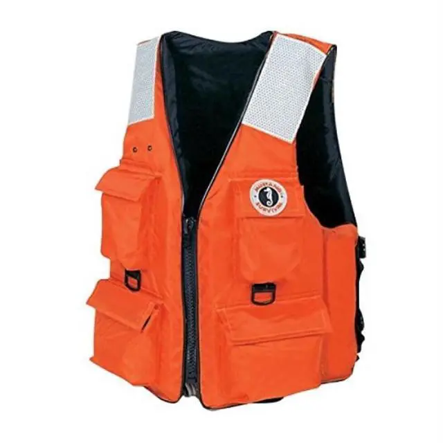 Alt view image 3 of 4 - MUSTANG SURVIVAL MUSTANG FOUR POCKET VEST W/ SOLAS TAPE XXL ORANGE MV3128T2-XXL-OR