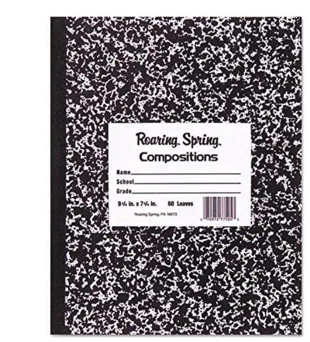 Alt view image 15 of 15 - Roaring Spring Paper Products 1-Subject Composition Notebooks 8" x 10" Wide Ruled 60 Sheets Black (77505)