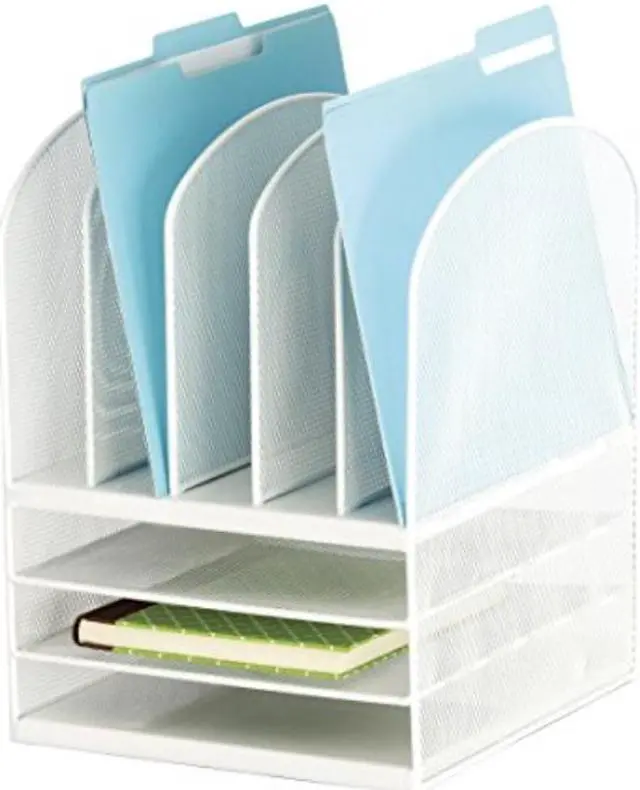 Alt view image 7 of 15 - Safco Onyx Mesh Desk Organizer Eight Sections 11 1/2 x 9 1/2 x 13 White 3266WH