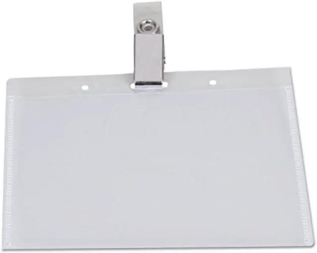 Alt view image 3 of 7 - Universal 56006 Deluxe Clear Badge Holders W/Garment-Safe Clips, 2.25 X 3.5, White Insert, 50/Bx