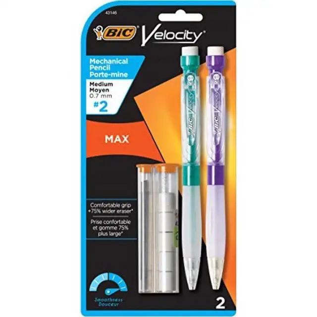 Alt view image 4 of 15 - BIC MPMX7P21-BK Velocity Max Pencil, 0.7 mm, Assorted, 2/Pack