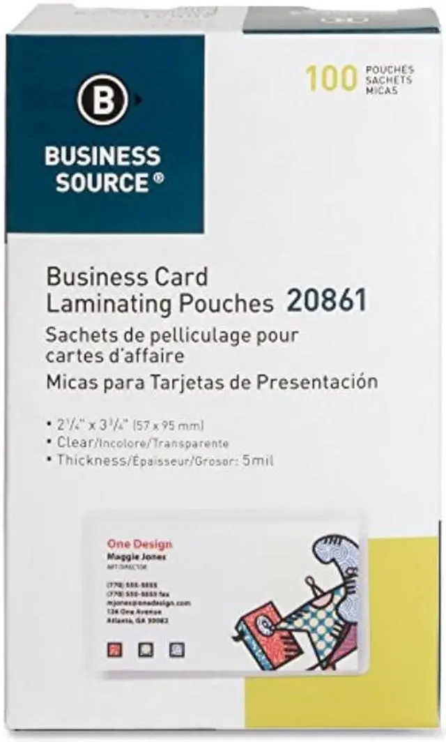 Alt view image 5 of 5 - Business Source Laminating Pouch Bus Card 5Mil 2-1/4"x3-3/4" 100/BX CL 20861