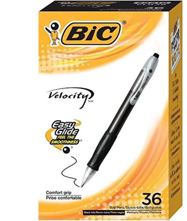 Alt view image 4 of 17 - BIC Velocity Retractable Ball Pen Black Ink 1 mm 36/Pack VLG361BK