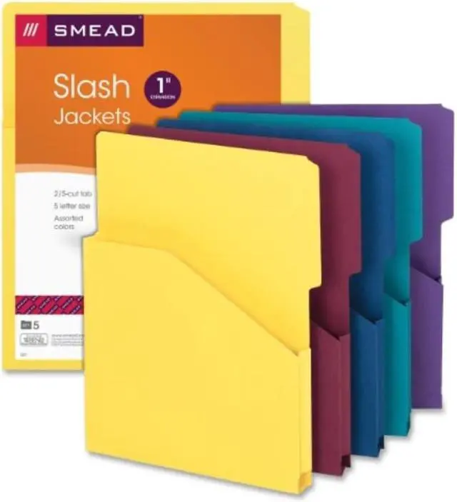 Alt view image 8 of 9 - Smead Slash Jackets 1" Expansn Letter 9-3/8"x11-1/2" 5/PK AST 75445