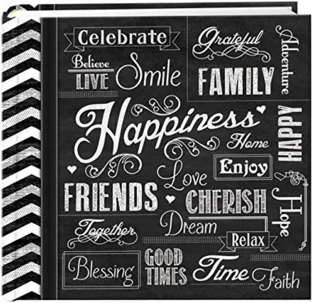 Alt view image 5 of 6 - pioneer photo albums ev-246chlk/h 200-pocket chalkboard printed happiness theme photo album for 4 by 6-inch prints