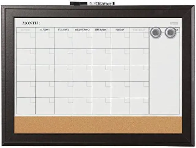 Alt view image 8 of 20 - Quartet Combination Magnetic Whiteboard Calendar & Corkboard 23x17 Black