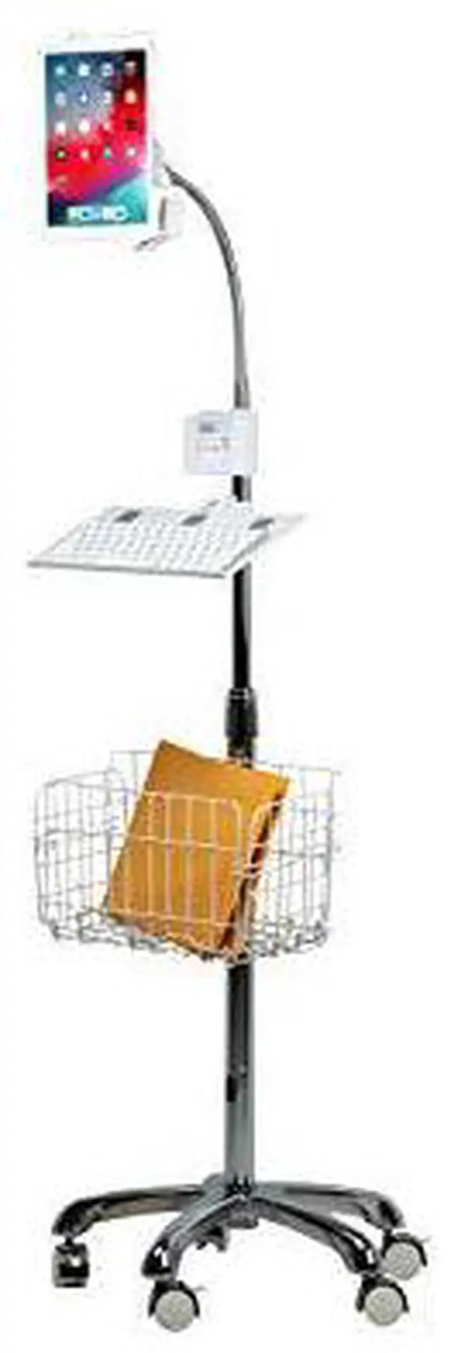 Alt view image 12 of 20 - CTA Digital PAD-HFSVU Gooseneck Floor Stand with VESA Plate and Storage Basket