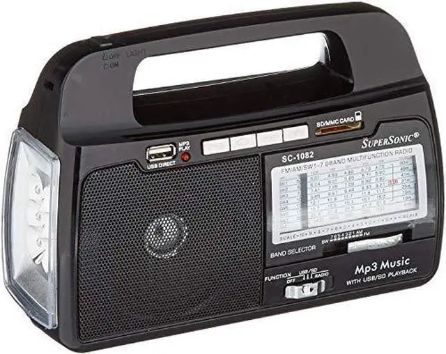 Alt view image 11 of 12 - Supersonic SC-1082 9-Band AM/FM/SW 1-7 Portable Radio