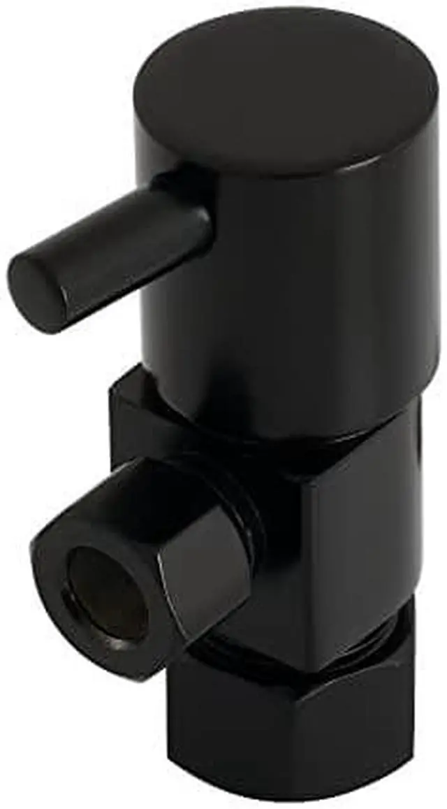 Alt view image 3 of 4 - Kingston Brass CD53300DL Concord 5/8"O.D x 3/8" O.D Anti-Seize Deluxe Quarter Turn Ceramic Hardisc Cartridge Angle Stop, Matte Black