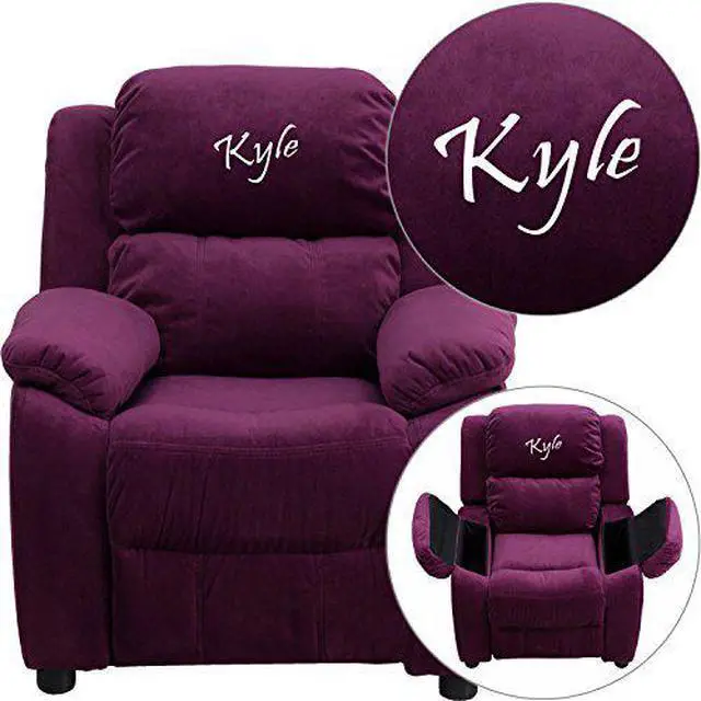 Alt view image 2 of 2 - Personalized PUR Kids Recliner BT-7985-KID-MIC-PUR-TXTEMB-GG