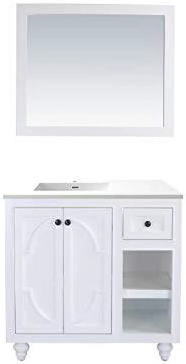 Alt view image 10 of 10 - Odyssey - 36 - White Cabinet + Matte White VIVA Stone Solid Surface Countertop
