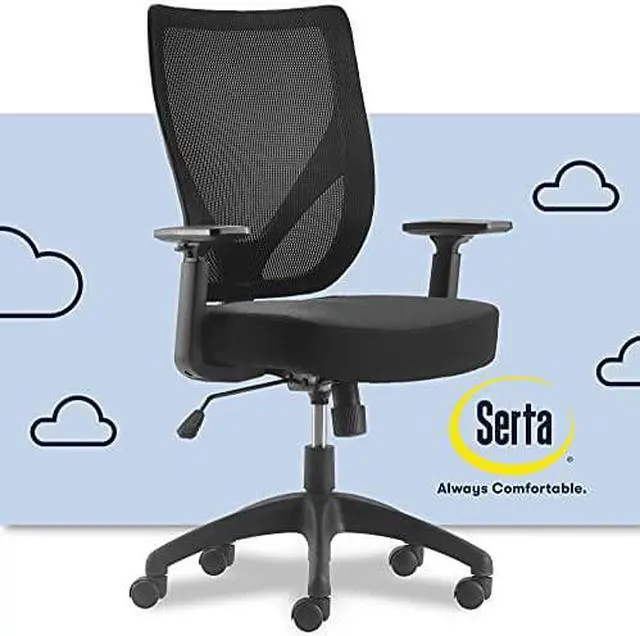 Main image of Serta Production, Mesh Office Chair with Nylon Base Adjustable Ergonomic Midback Lumbar Support, Breathable Back, Black