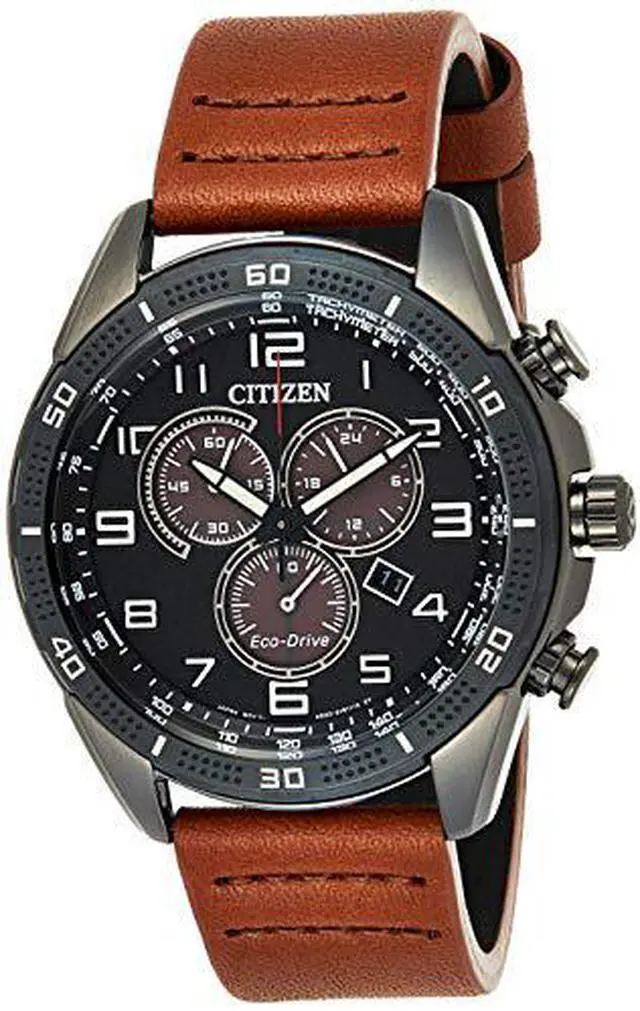 Alt view image 13 of 17 - Men's Citizen Eco-Drive Chronograph CHR Drive Brown Watch AT2447-01E