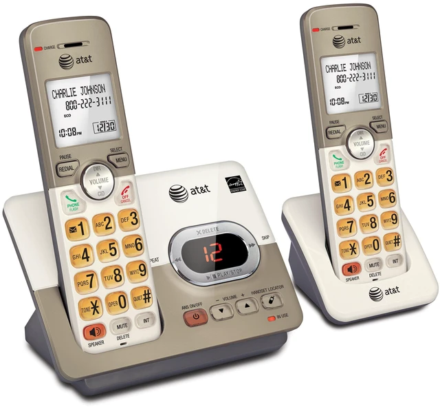 Main image of EL52213 2-Handset Cordless Phone, Light Champagne Digital Answering System, Extra-Large Backlit Keys, Caller ID/Call Waiting, DECT 6.0, Expandable Speakerphone