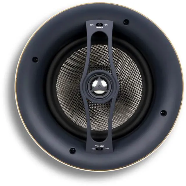 Main image of R-8C Reference 8-Inch 2-Way in-Ceiling Speaker, Round, Each, White | 9.5-Inch Cutout, Home Theater, 8" Carbon-Glass Woofer and 1" Aimable Aluminum-Dome Tweeter, Tone Controls, Low Profile Grille