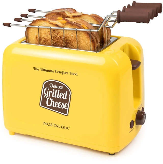 Main image of Deluxe Grilled Cheese Sandwich Toaster with Easy-Clean Toasting Baskets - Adjustable Toasting Dial and Extra Wide Slots - Yellow