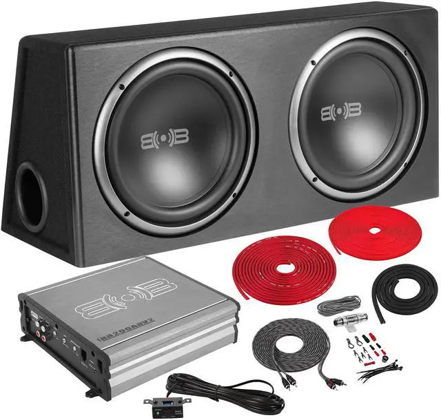 Main image of BPKG212v2 1200W Dual 12" Car Subwoofer with Ported Enclosure, Monoblock Amplifier, Wiring Kit and Remote Bass Knob