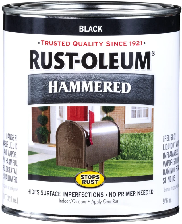 Alt view image 4 of 7 - Stops Rust Brush On Protective Enamel Paint, Hammered Black Rust and Corrosion Resistant, Indoor and Outdoor Durability, Beautiful Finish on Metal, Wood and More, Quart, 2 Pack