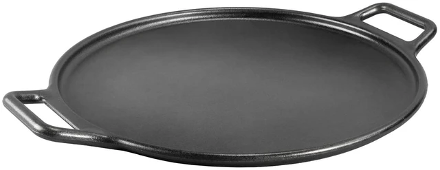 Main image of Pre-Seasoned Cast Iron Pizza Pan with Handles, 14 Inches | Cast Iron Baking Plate for Homemade Crusts & Flatbreads, Durable Heirloom Quality Pizza Pan with Handles