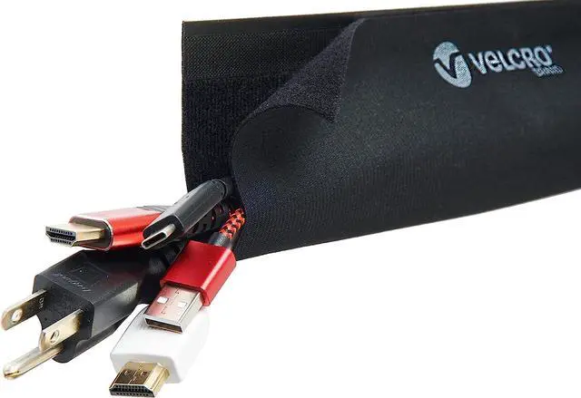 Alt view image 2 of 2 - VELCRO Brand VEL-30797-USA Mountable Cable Sleeve | Cord Management Mounts on Walls Desk or Entertainment Center | Removable Adhesive is Damage Free | 12in Black 2pk 12in-2Pk