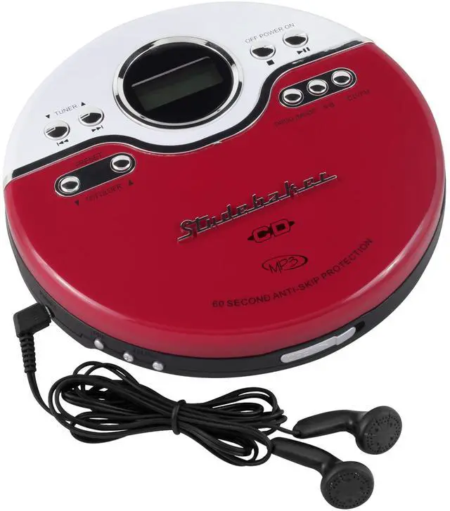 Main image of SB3703RB Joggable Personal CD/MP3 Player with Audio Book Compatibility, Bookmark Feature and FM PLL Radio - Red/Black