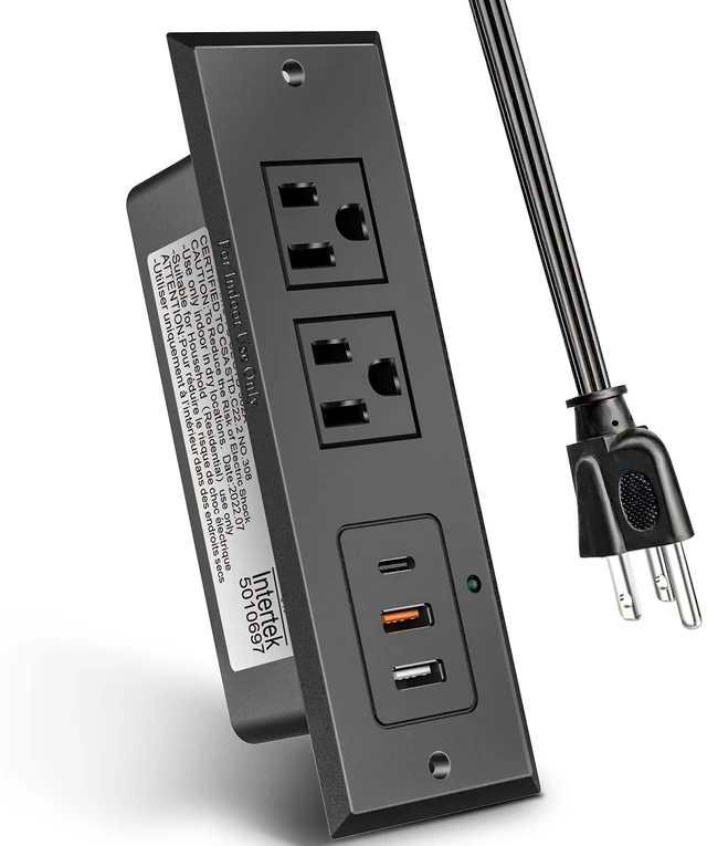 Main image of Type-C Conference Recessed Power Strip Socket,20W PD Fast Charging USB-C Power Strip,with 2 Outlets & 2 USB-A Ports &1 USB-C Port, 6.5ft Extension Cord,Conference Table Hidden Outlet