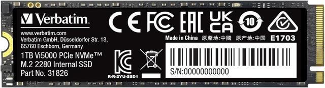 Alt view image 2 of 2 - Verbatim 1TB Vi5000 PCIe NVMe M.2 2280 Internal SSD 31826