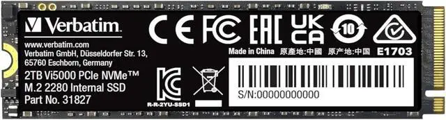 Alt view image 9 of 13 - Verbatim 2TB SSD Vi5000 Internal Solid State Hard Drive PCIe NVMe M.2 2282