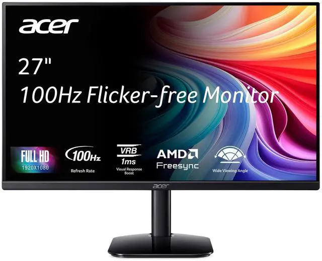 Main image of KB272 E0bi 27" IPS Full HD (1920 x 1080) Zero-Frame Gaming Office Monitor AMD FreeSync Technology Up to 100Hz Refresh 1ms (VRB) Low Blue Light Tilt HDMI & VGA Ports
