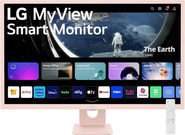 Main image of LG 32SR50F-P MyView Smart Monitor 32-Inch FHD (1920x1080) IPS Display  webOS 23  HDR 10  x2 Built-in Speakers  AirPlay 2  Screen Share  Bluetooth  ThinQ App  Remote Control  Pink