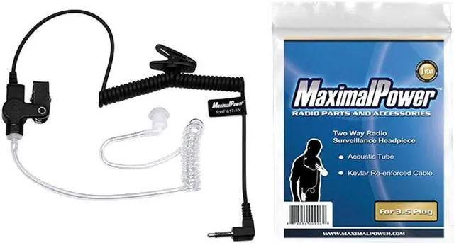Main image of RHF 617-1N 3.5mm RECEIVER/LISTEN ONLY Surveillance Headset Earpiece with Clear Acoustic Coil Tube Earbud Audio Kit For Two-Way Radios, Transceivers and Radio Speaker Mics Jacks , Black