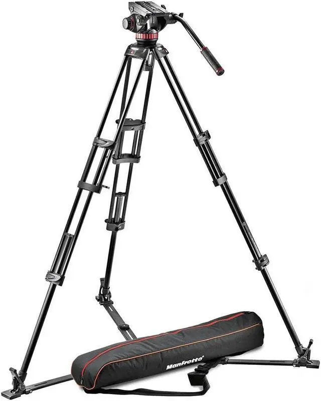 Alt view image 12 of 14 - Manfrotto Professional Fluid Video System/Aluminum /Ground Spreader MVH502A w/54