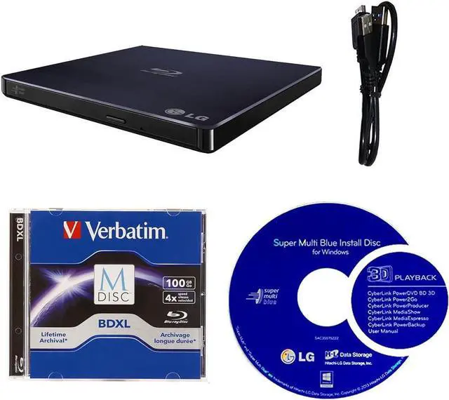 Alt view image 2 of 2 - LG 6X WP50NB40 Ultra Slim Portable Blu-ray Burner Bundle with 100GB BDXL Disc and Cyberlink Burning Software