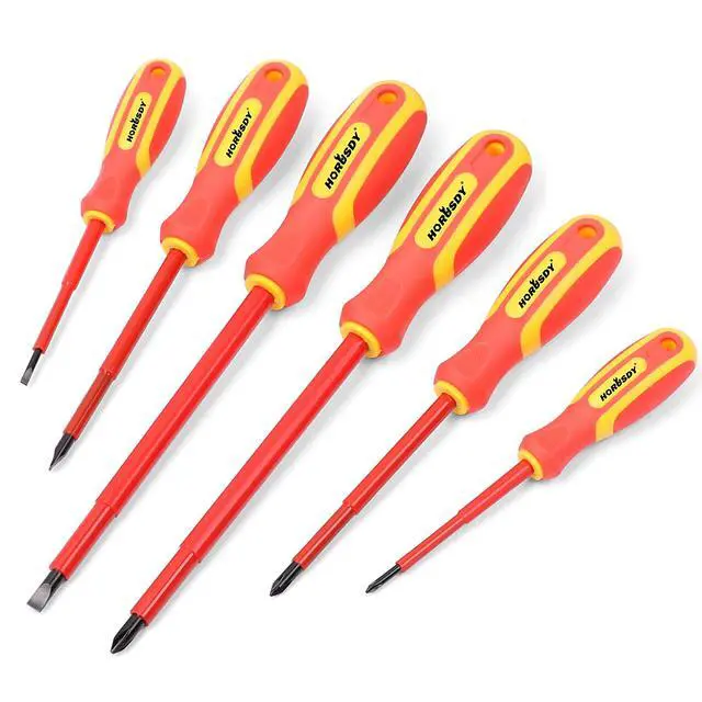 Main image of 6-Piece 1000V Insulated Precision Screwdriver Set, Magnetic Tip CR-V Electrician Tools with Cushion Grip TPR Handle for Electrical Applications