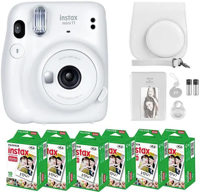 Main image of _Mega Brand Instax Mini 11 Camera with _Mega Brand Instant Mini Film (60 Sheets) Bundle with Deals Number One Accessories Including Carrying Case, Selfie Lens, Photo Album, Stickers (Ice White)