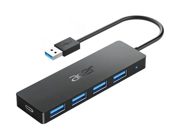 Main image of USB Hub 4 Ports, Multiple USB 3.0 Hub, USBA Splitter for Laptop with Type C Power Port, Extender for A Port Laptop, PC, Desktop and More (0.7ft)