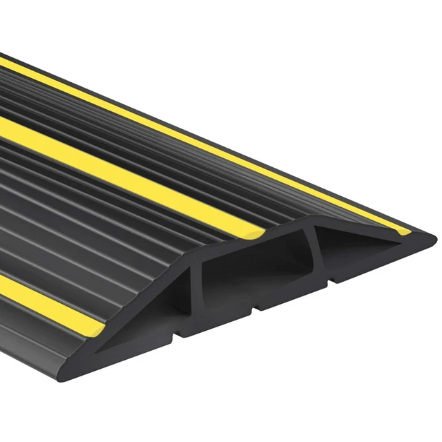 Main image of 6.5Ft Cord Covers for Wires on Floor, 3-Channel PVC Floor Cable Cover for Small to Medium Wires, Anti-Slip Base with Yellow Warning Stripes, Indoor Floor Cord Cover for Home Office Events