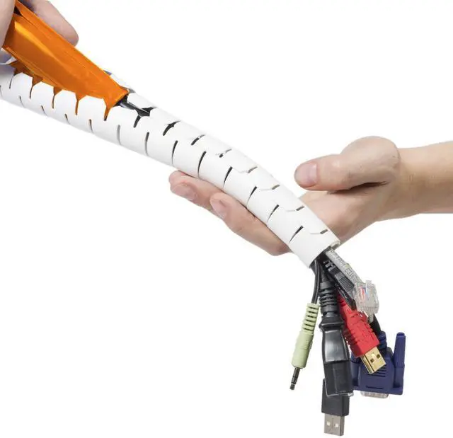 Main image of Cable Zipper Cord Tube Organizer with Zip Tool, 8.2 Feet, Cable Management Sleeve, Cover for Long Wire Runs, 1 Inch Diameter (8.2 FT, White)