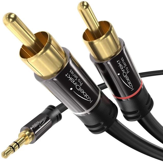 Main image of RCA to Jack 3.5mm Adapter Cable 25ft Aux/3.5mm to 2x RCA for smartphone, tablet, home theater, soundbar, TV, notebook, MP3