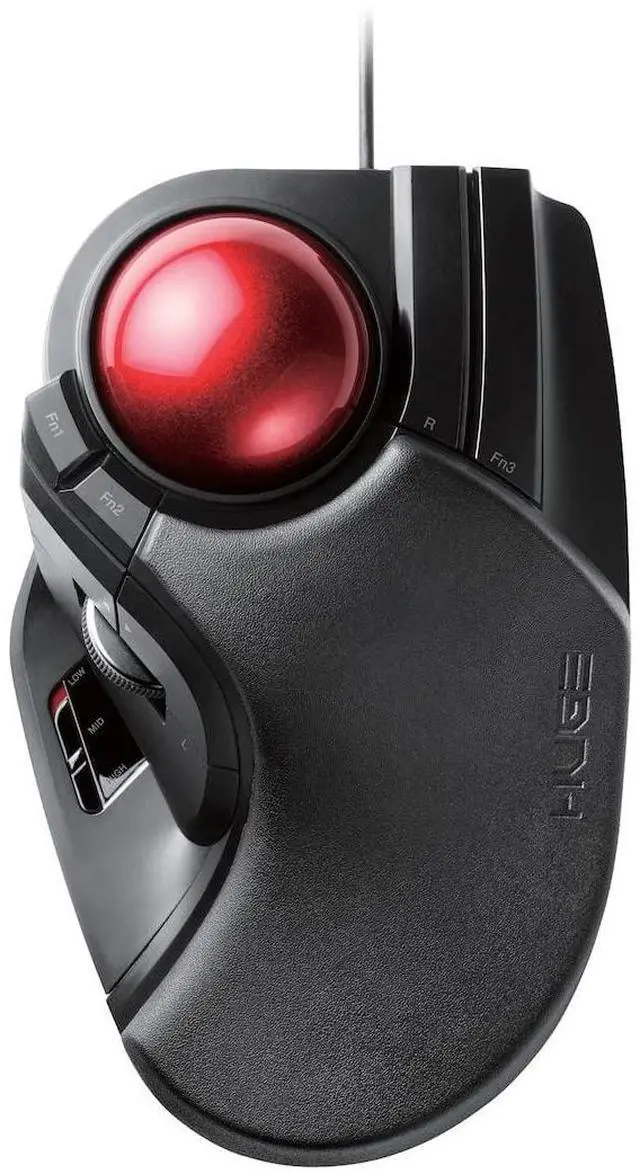 Main image of Trackball Mouse, Wired, Finger-Operated, 8-Button Function, Palm Rest Attached, 52mm Smooth Red Ball Windows11, macOS (M-HT1URBK)