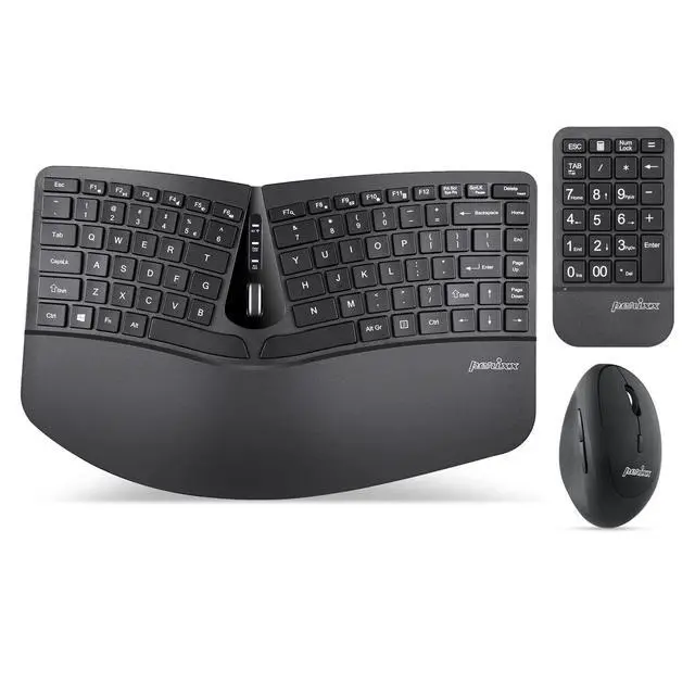 Alt view image 2 of 7 - PERIDUO-606A 3-in-1 Wireless Compact Ergonomic Keyboard, Vertical Mouse & Numeric Keypad Bundle - Tilt Wheel - Membrane Low Profile Keys